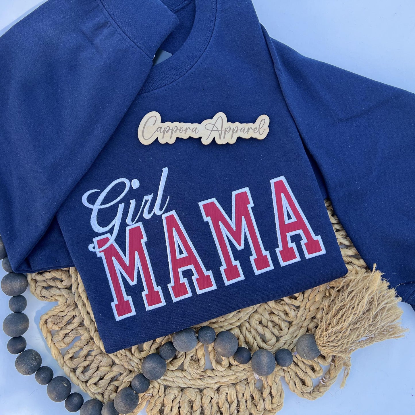 Girl Mama Embroidered Crewneck Sweatshirt | Mama Sweatshirt | Minimalist Mom Gift | Cozy Embroidered Pullover