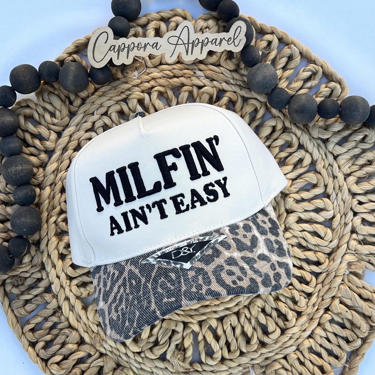 Milfin Ain’t Easy Hat – Funny 3D Puff Embroidered Otto Cap – Cool Mom Trucker Hat – MILF Gift – Sassy Snapback Baseball Hat for Women