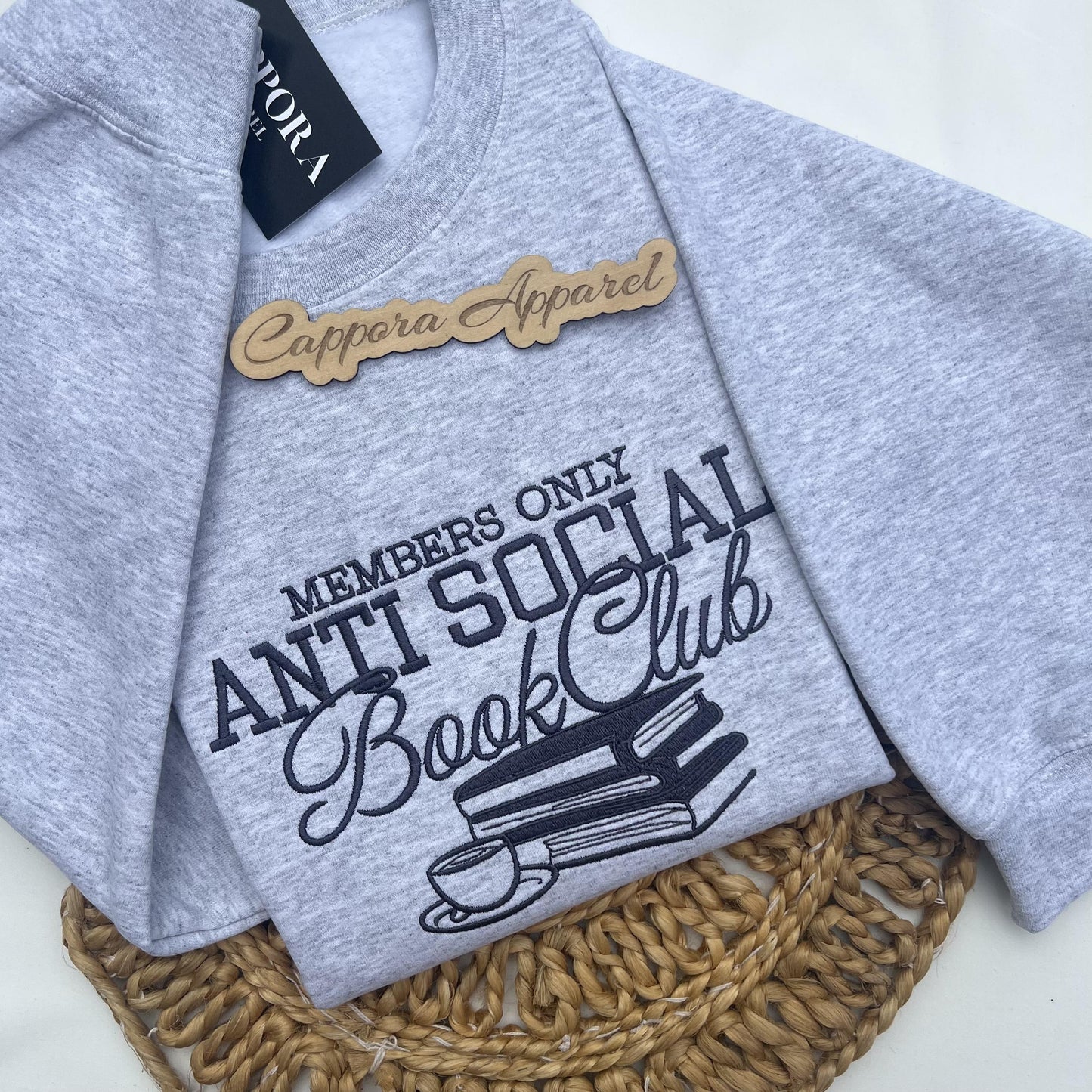 Members Only Anti Social Book Club Embroidered Crewneck – Gildan Sweatshirt for Introverts, Readers, and Book Lovers
