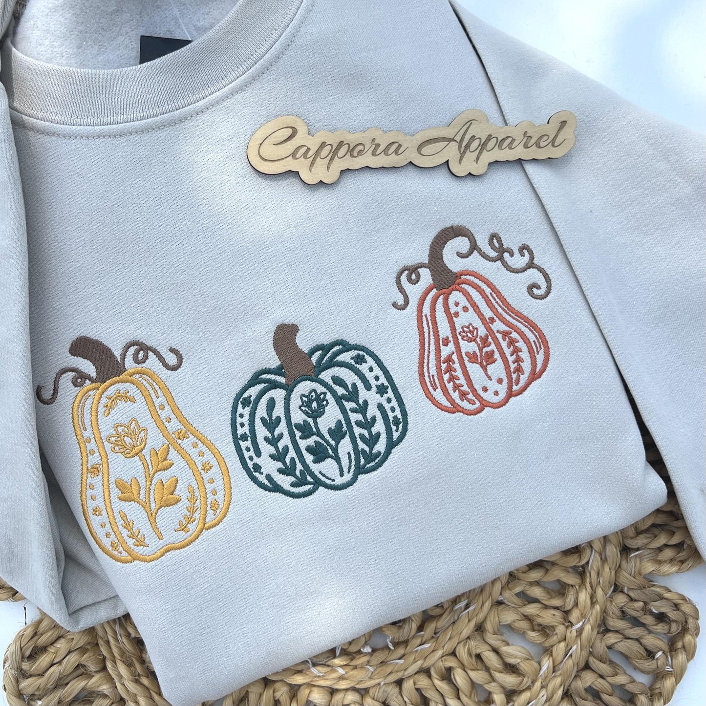 Floral Pumpkin Embroidered Crewneck Sweatshirt, Fall Embroidery Sweatshirt, Autumn Pumpkin Sweater, Cozy Fall Outfit, Thanksgiving Gift