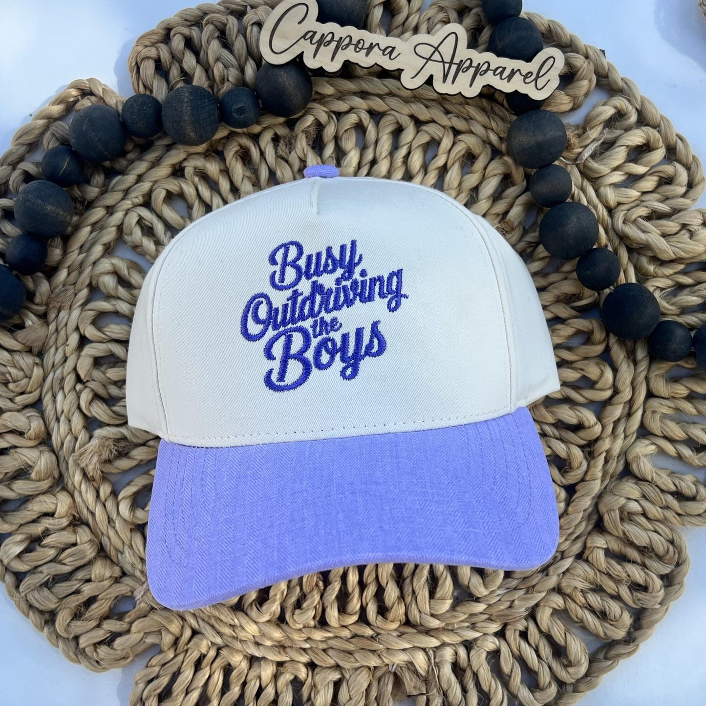 Busy Outdriving the Boys Golf Hat, Women’s Embroidered Golf Hat, Funny Golf Girl Hat, Ladies Golf Cap, Golfer Gift for Her, Golf Trucker Hat