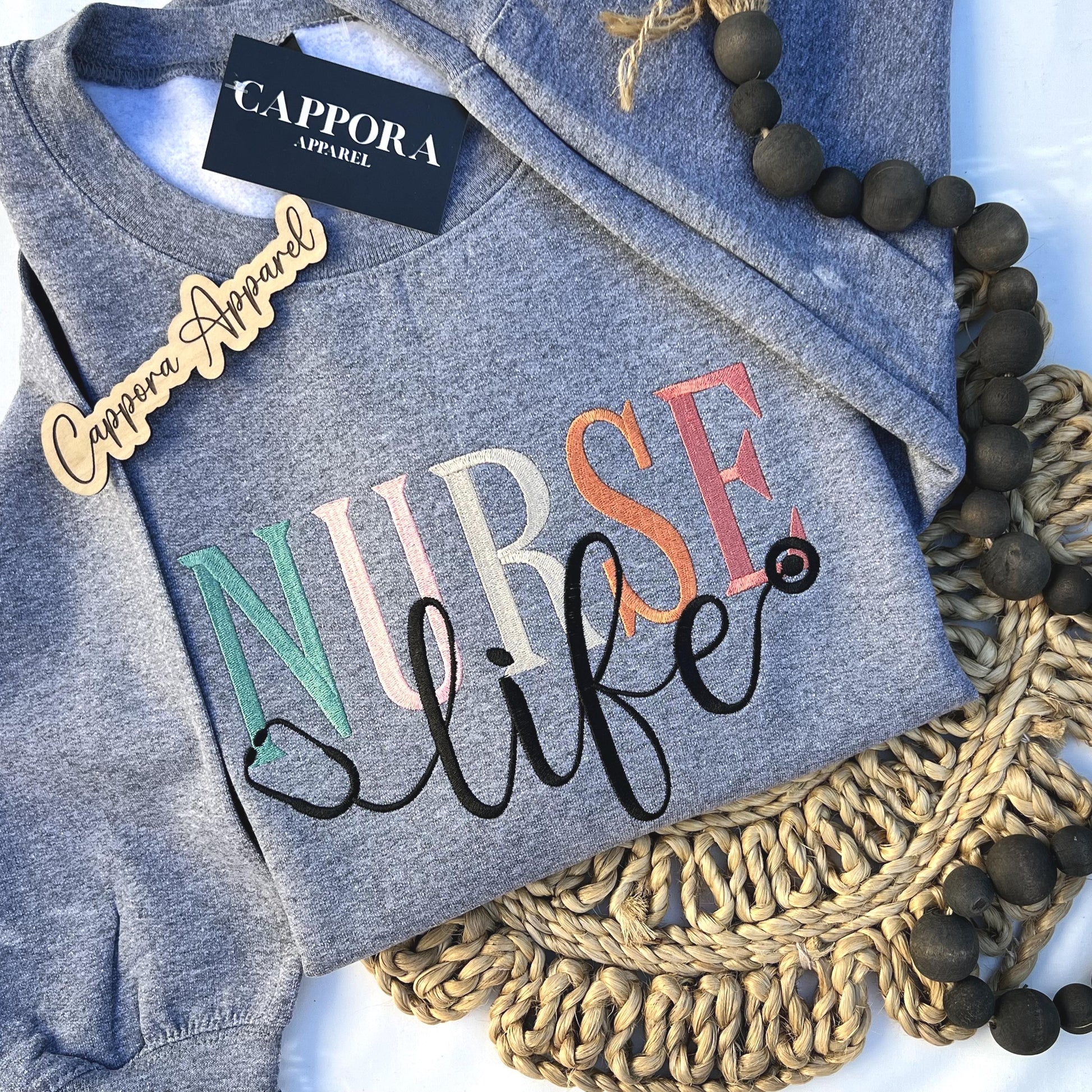 Nurse Life Sweatshirt, Embroidered Nursing Crewneck, Nursing Heart Sweatshirt, Nurse Gift, Nursing Student Gift, RN Gift