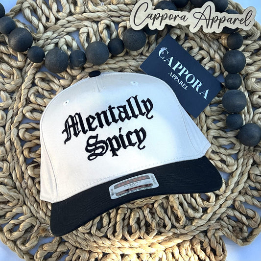 Mentally Spicy Hat, Funny Embroidered Canvas Hat, Sarcastic Trucker Hat for Women, Trendy Statement Hat, Funny Gift for Her, Mom Hat