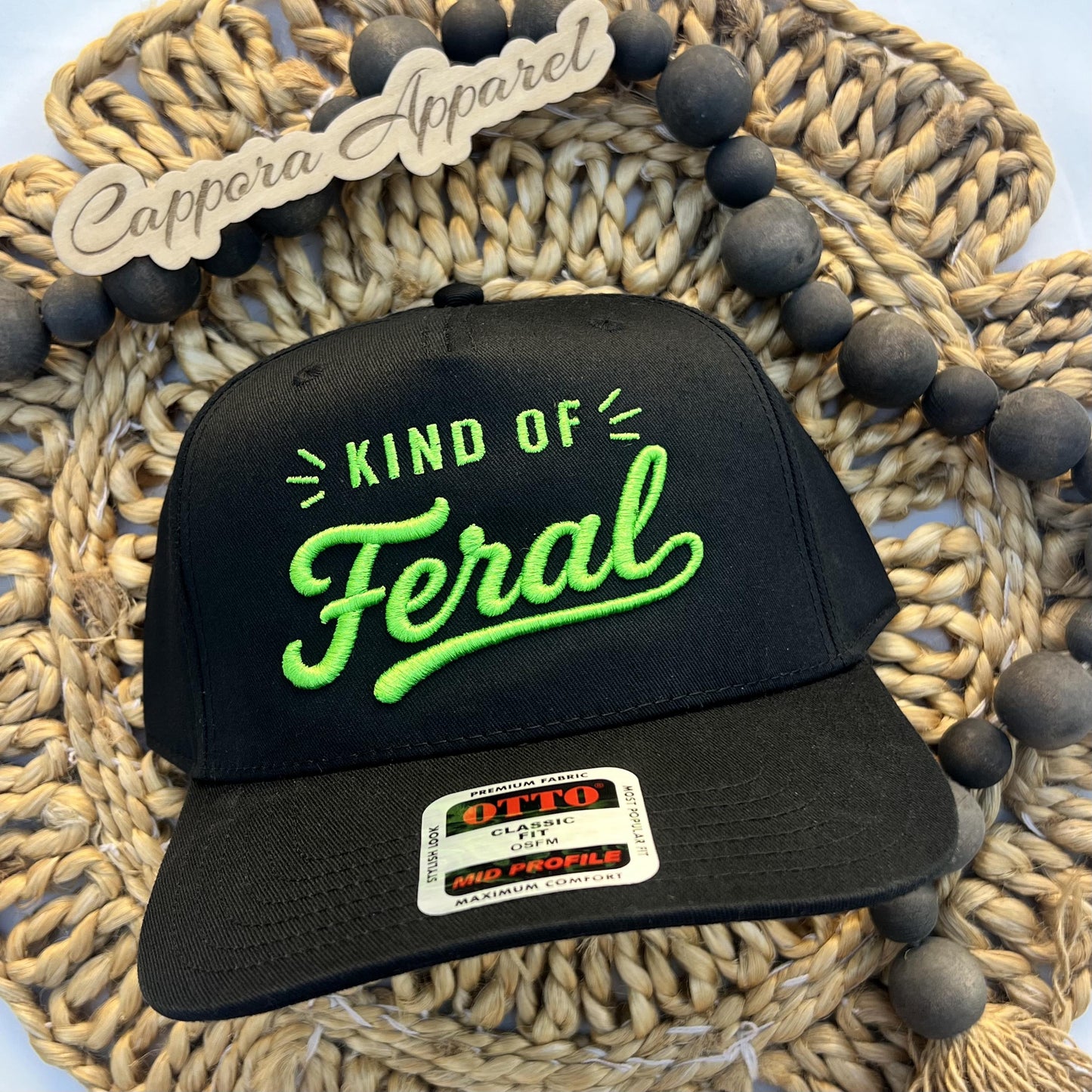 Kind of Feral 3D Puff Embroidered Hat |Trucker Baseball Cap, Funny Bold Statement Hat, Wild Girl Aesthetic, Streetwear Style Cap