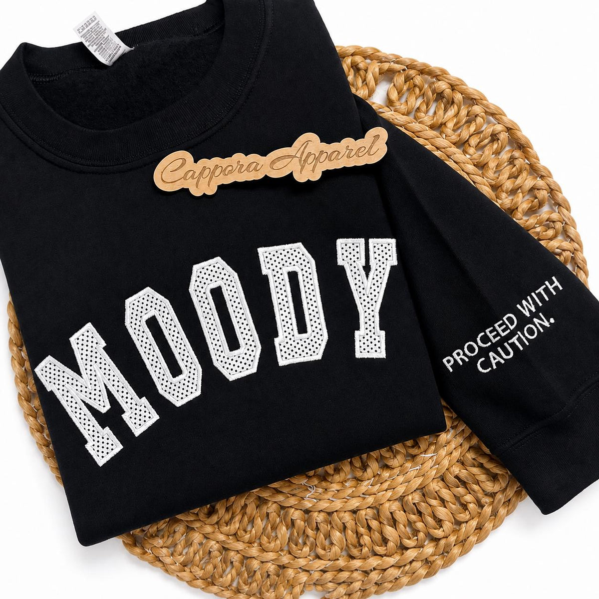 Moody Embroidered Crewneck Sweatshirt, Funny Women’s Pullover, Trendy Minimalist Sweater, Cozy Fall Shirt, Gift for Her