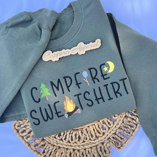 Campfire Sweatshirt Embroidered Crewneck, Camping Shirt, Outdoor Adventure Pullover, Camper Gift, Hiking and Nature Lover Sweatshirt