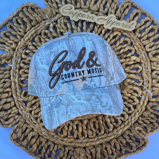 God & Country Music Embroidered Hat, 3D Puff Embroidery Hat, Christian Country Hat, Western Trucker Hat, Country Music Lover Gift, Faith Hat