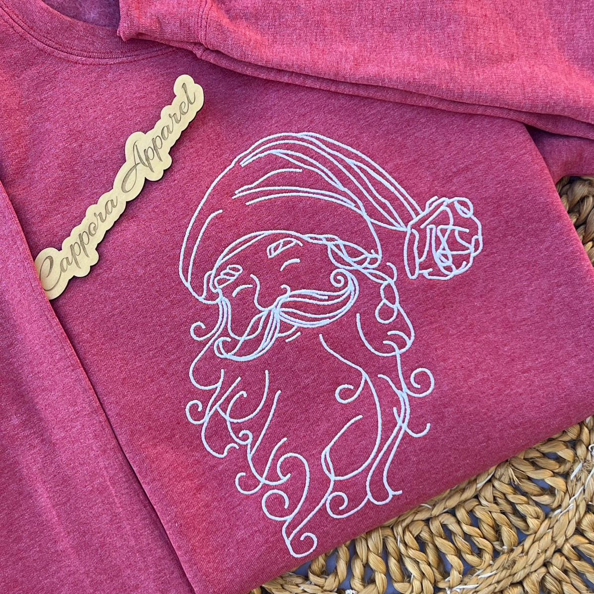 Santa Face Embroidered Crewneck Sweatshirt, Minimalist Santa Line Art, Christmas Sweatshirt, Cozy Holiday Sweater, Vintage Santa Shirt