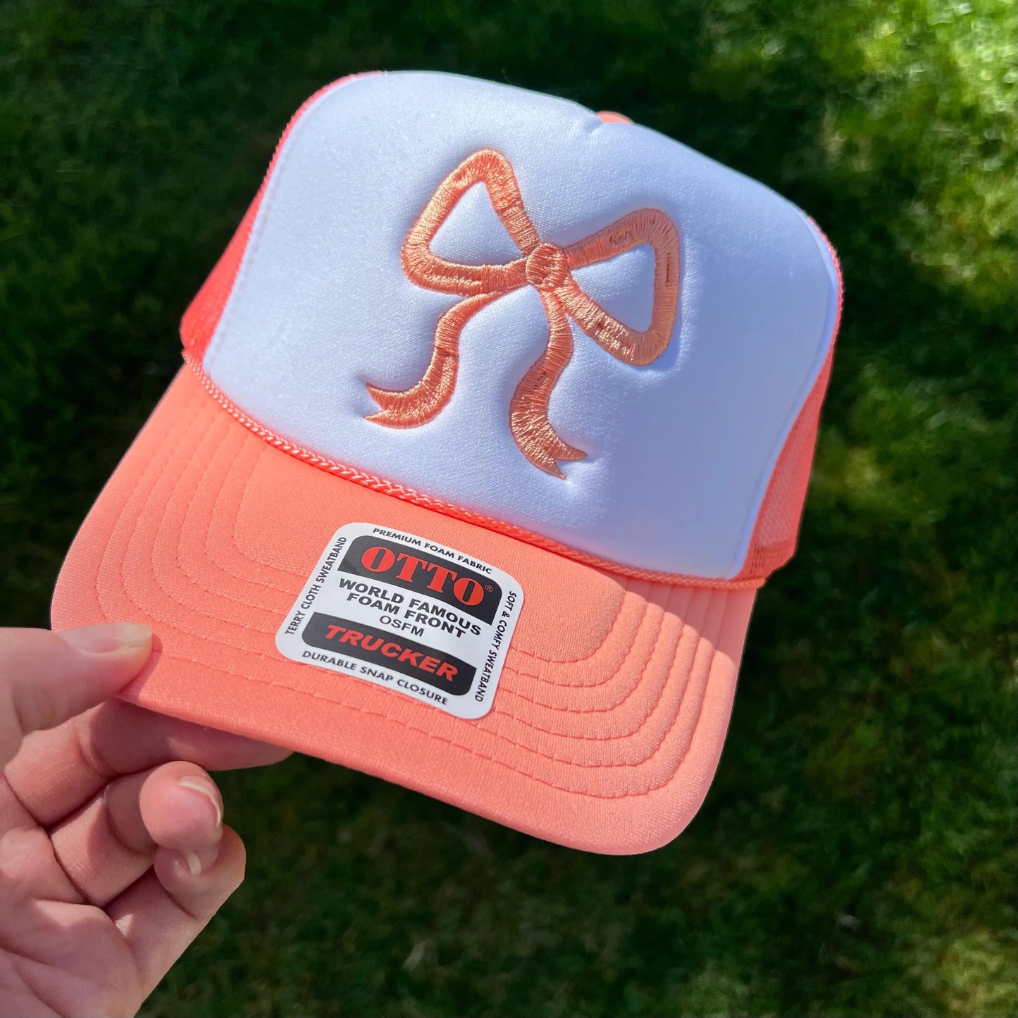 Coquette Bow Embroidered Foam Trucker Hat – Otto 39-165 Snapback Aesthetic Cap