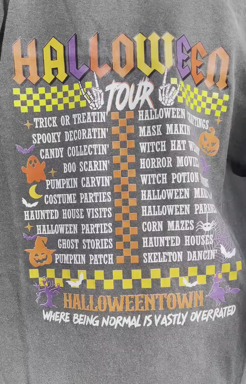 Comfort Colors® 'Halloween Tour' T-Shirt | Halloween Itinerary Shirt, Fall Festival T-shirt, Halloween Adventures Tee, Trick or Treat Shirt
